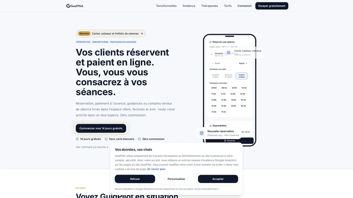 Preview of the GuidPilot home page